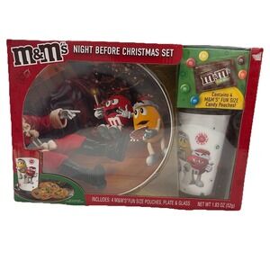 M&M's Night Before Christmas Plate and Glass Set Cookies for Santa 2020.